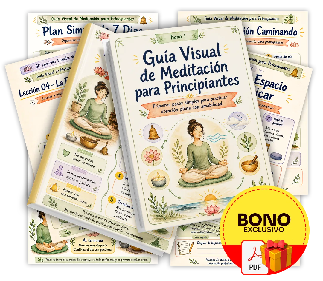Mockup del bono Guía Visual de Meditación para Principiantes