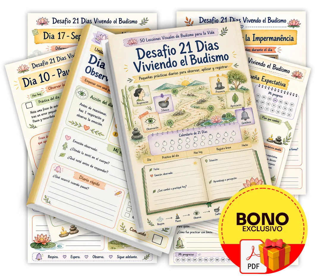 Mockup del bono Desafío 21 Días Viviendo el Budismo