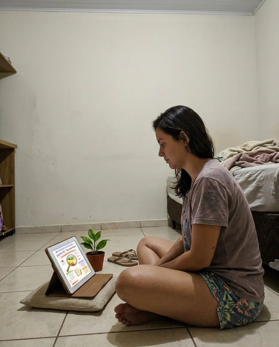 Persona usando el material 50 Lecciones Visuales de Budismo para la Vida 2